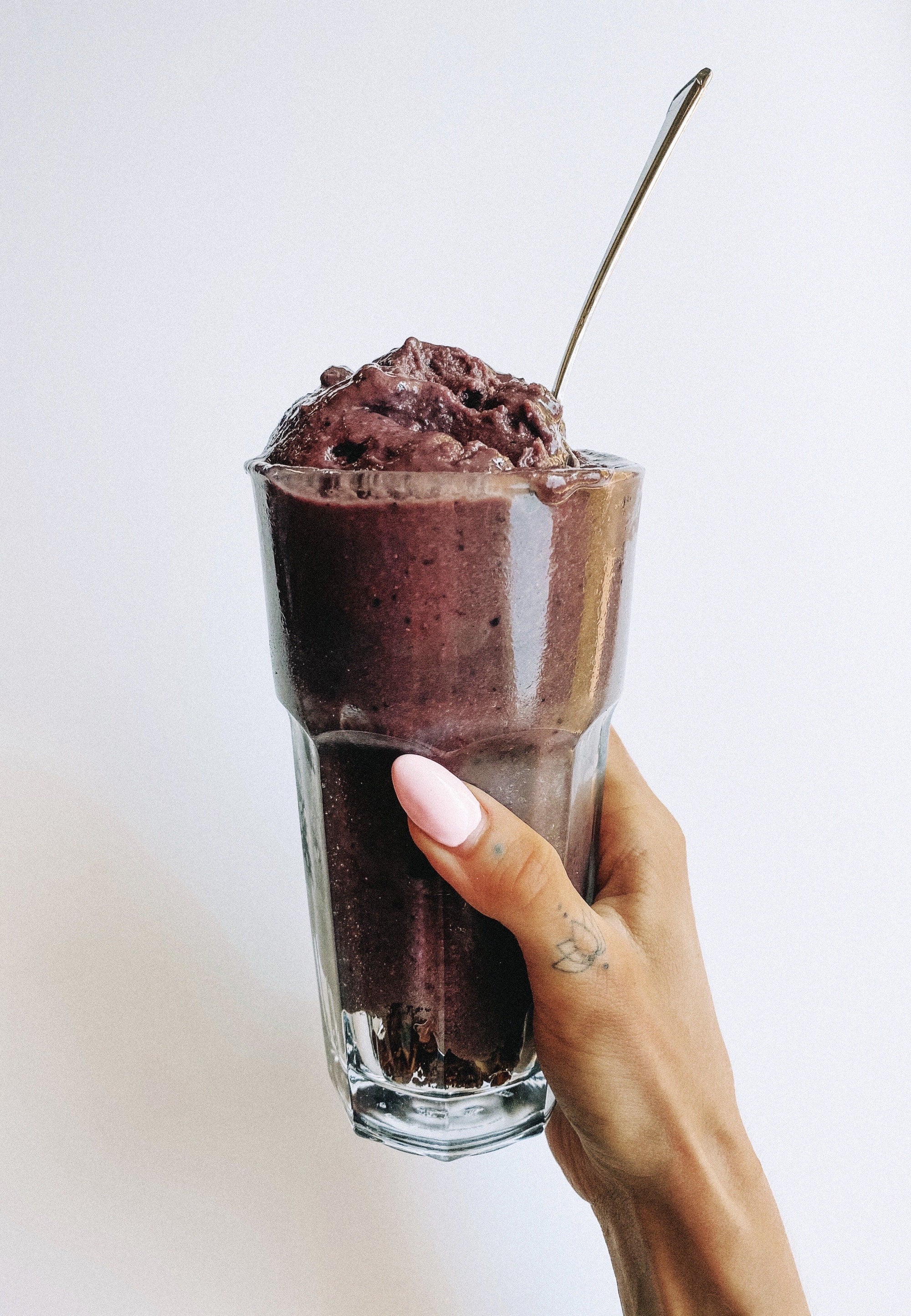 Vegan and paleo Cherry Garcia Smoothie made with JOYÀ Bliss cacao elixir blend