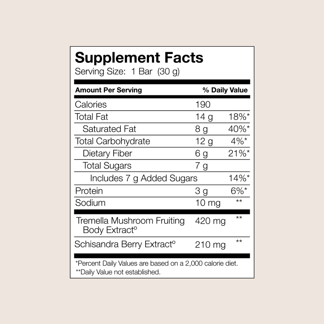 Glow Chocolate Bar Supplement Facts
