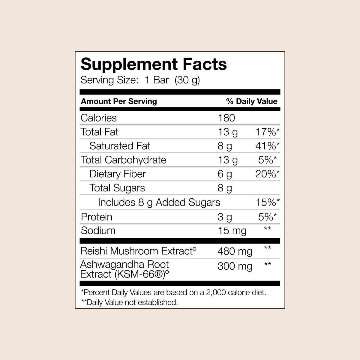 Balance Chocolate Bar Supplement Facts