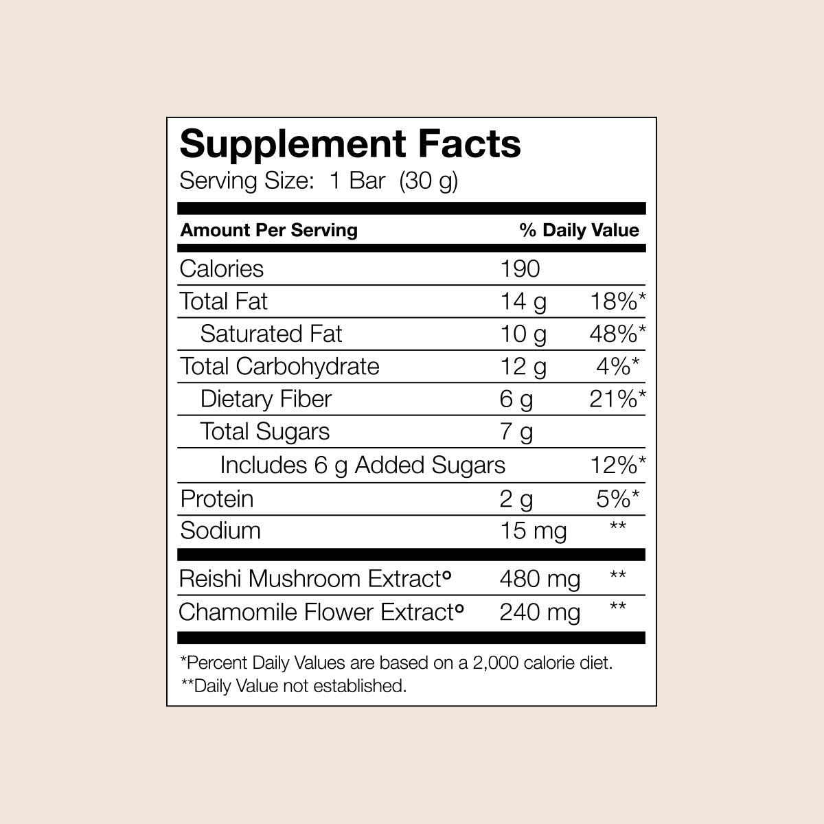 Zen Chocolate Supplement Facts