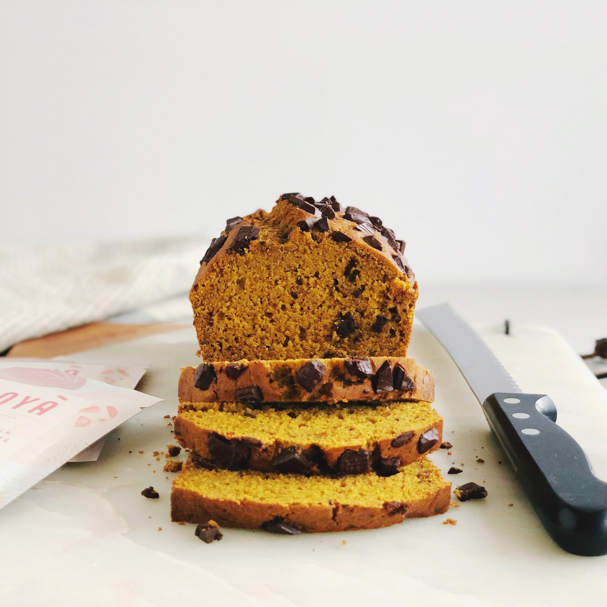 Recipe for JOYA Pumpkin Chocolate Chunk Loaf