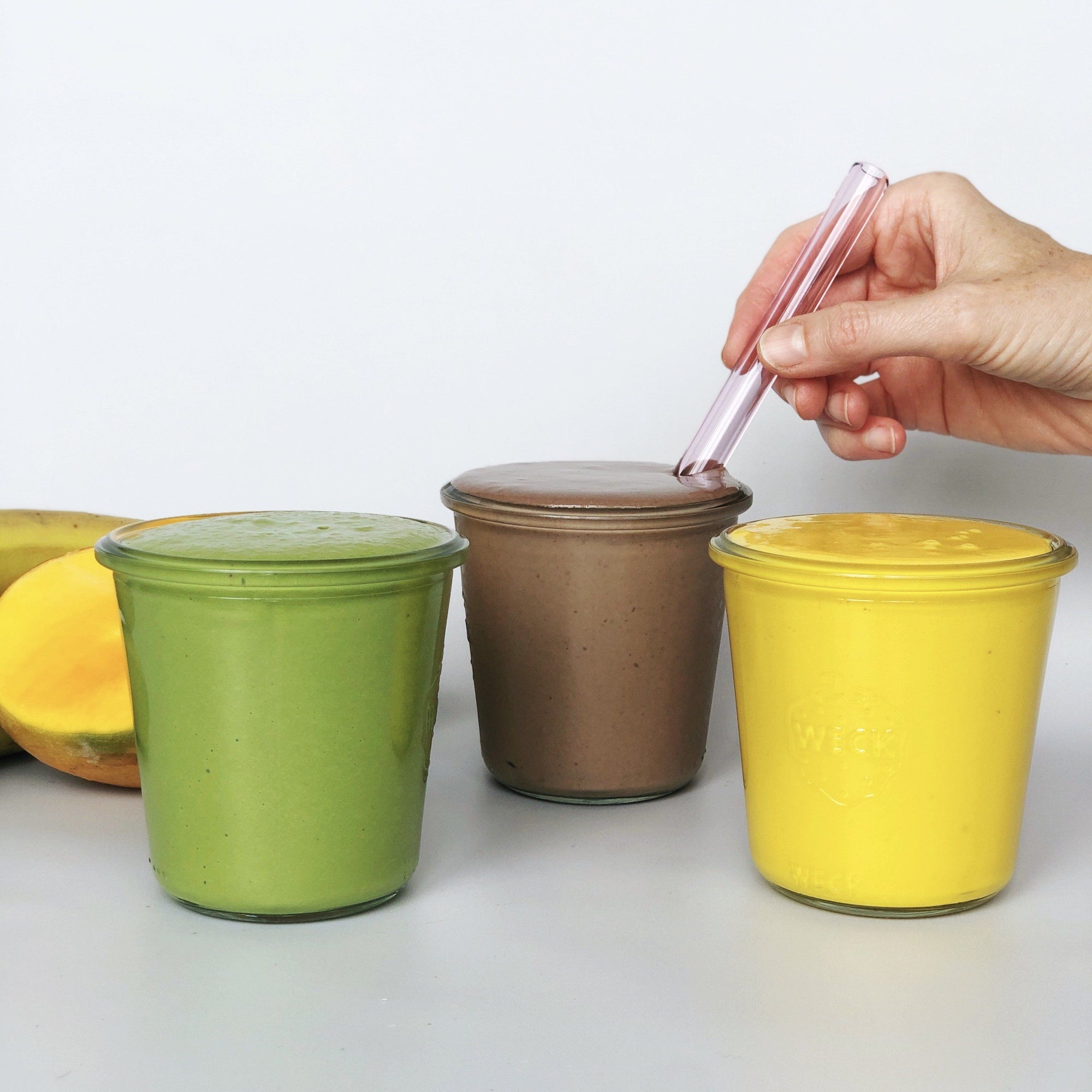 Simple smoothies made with each flavor of JOYÀ Elixir Blends.
