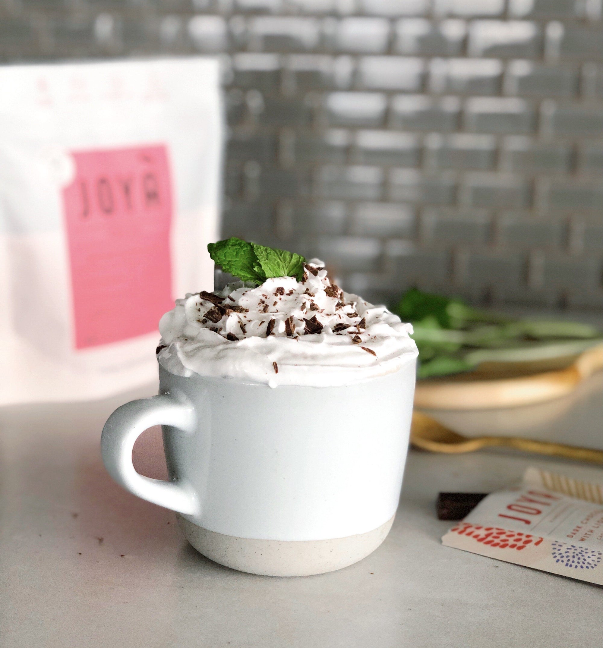 JOYÀ adaptogenic peppermint hot chocolate recipe at joya.ca