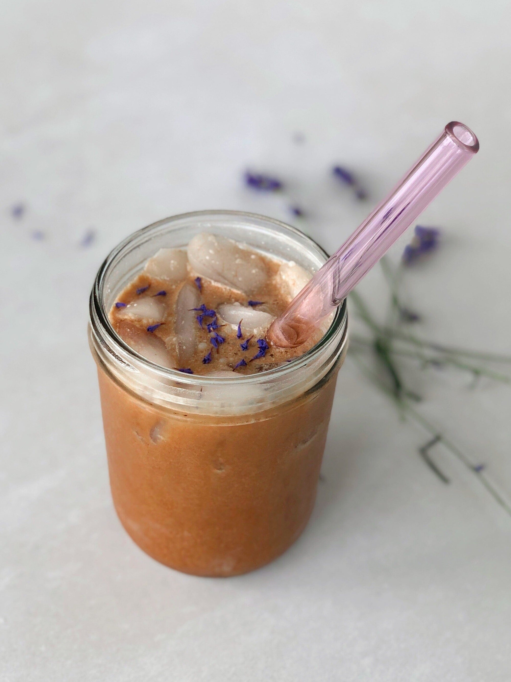Iced Lavender Cacao or Mocha featuring JOYÀ's Cacao Elixir Blend