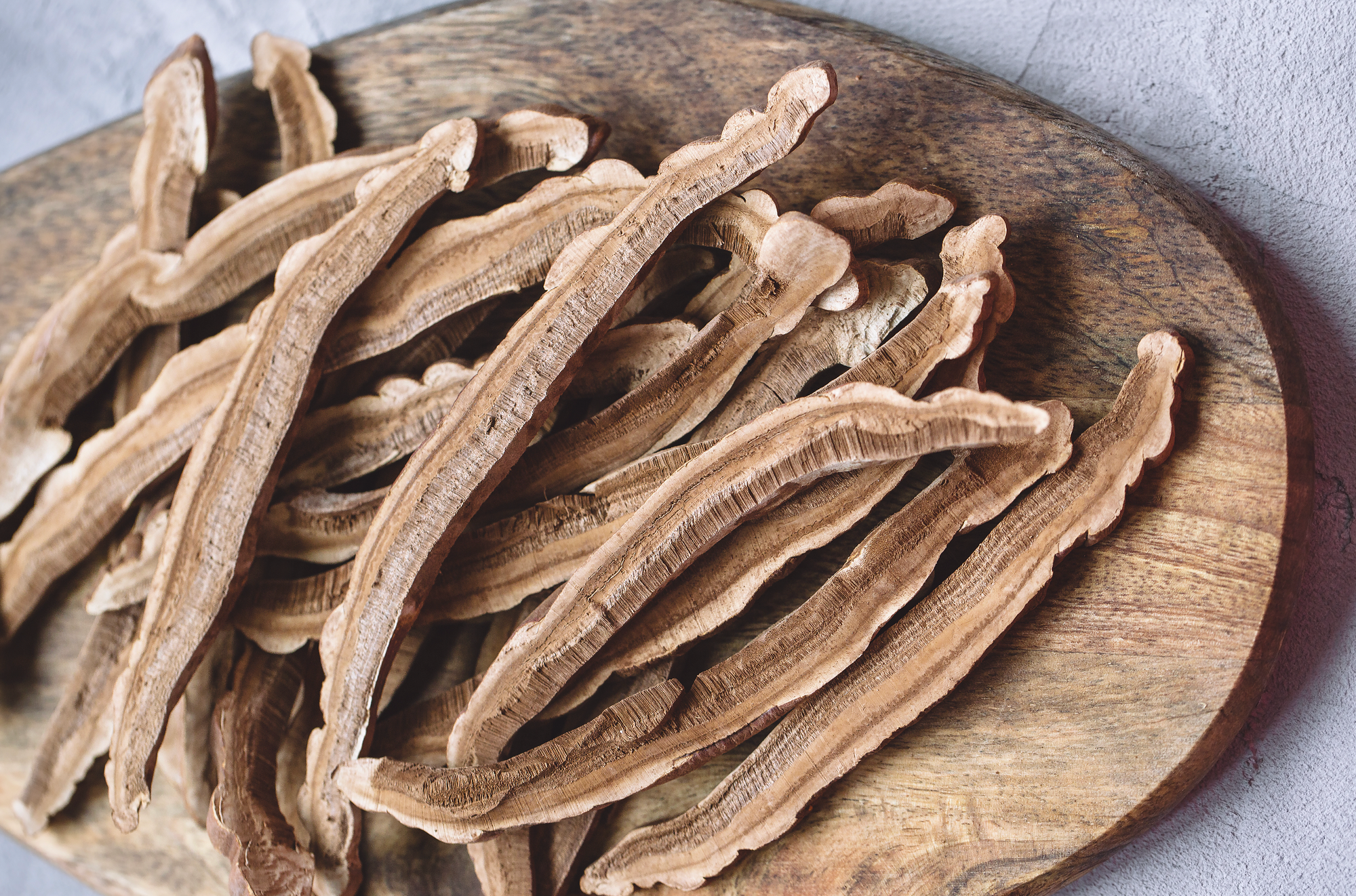 Slices of dried Reishi mushroom