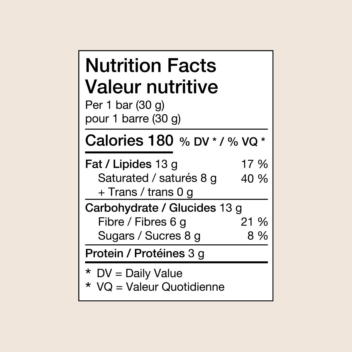 Balance Chocolate Bar Supplement Facts

          